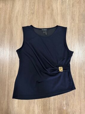 New Donna Karan Sleeveless Tank with Gold Accent XL